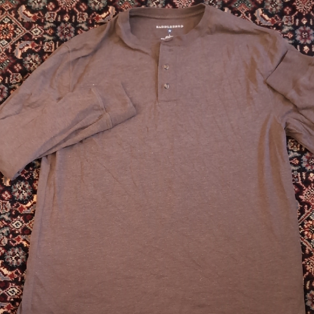 Saddlebred Men's Long Sleeve Brown Henley